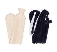 CHEOTIME Hot Water Bag, Hot Water Bottle wtih Cover, 2L Rubber Warm Hot Water Bottles Pouch with 72cm Long Soft Waist Cover for Neck, Shoulder, Back, Hand and Period Pain Relief (Dark Blue)