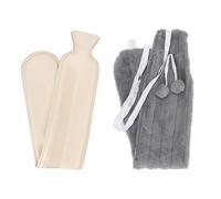 CHEOTIME Hot Water Bag, Hot Water Bottle wtih Cover, 2L Rubber Warm Hot Water Bottles Pouch with 72cm Long Soft Waist Cover for Neck, Shoulder, Back, Hand and Period Pain Relief (Dark Gray)