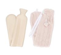 CHEOTIME Hot Water Bag, Hot Water Bottle wtih Cover, 2L Rubber Warm Hot Water Bottles Pouch with 72cm Long Soft Waist Cover for Neck, Shoulder, Back, Hand and Period Pain Relief (Beige)