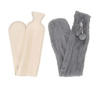 CHEOTIME Hot Water Bottle with Cover, 2L Rubber Hot Water Bag with 72cm Long Soft Plush Cover for Neck, Shoulder, Back, Hand, Legs and Period Pain Relief, Removable Hot Cold Pack (Dark Gray)