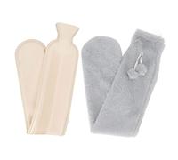CHEOTIME Hot Water Bottle with Cover, 2L Rubber Hot Water Bag with 72cm Long Soft Plush Cover for Neck, Shoulder, Back, Hand, Legs and Period Pain Relief, Removable Hot Cold Pack (Gray)