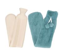 CHEOTIME Hot Water Bottle with Cover, 2L Rubber Hot Water Bag with 72cm Long Soft Plush Cover for Neck, Shoulder, Back, Hand, Legs and Period Pain Relief, Removable Hot Cold Pack (Green)