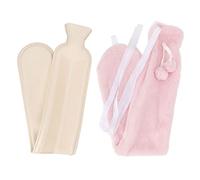 CHEOTIME Hot Water Bottle with Cover, 2L Rubber Hot Water Bag with 72cm Long Soft Plush Cover for Neck, Shoulder, Back, Hand, Legs and Period Pain Relief, Removable Hot Cold Pack (Pink)