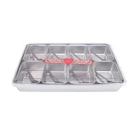 CHEOTIME Ice Chilled Condiment Caddy with 8 Containers, Condiment Box with Lids, Serving Tray Platter with Removable Dishes for Bar Accessories, Fruit, Salad, Taco (Stainless Steel)