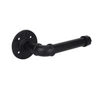 CHEOTIME Industrial Pipe Toilet Paper Holder 7.5 x 3.9in Wall Mounted Rack Heavy Duty Iron Rustic Toilet Roll Holder for Bathroom Bedroom Kitchen Black