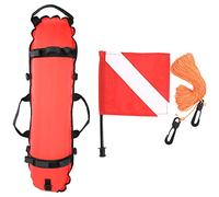 CHEOTIME Inflation Torpedo Buoy, High Visibility Signal Float with Dive Flag Scuba Diving Safety Surfaces Marker Spearfishing Buoy for Underwater Sports Freediving, Snorkeling