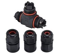 CHEOTIME IP68 Watertight Cable Connector TL20 3 Way 3 Pin Outdoor Electrical T Type Junction Box for 3-11mm Wires 250 V 16A Extension Cord Repair Kit for Billboards Tunnel Lights