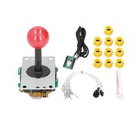 CHEOTIME Joystick Red for Classic Fighting Video Game DIY Kit Parts 1 Joystick Handles and 10 Push Buttons, Zero Delay USB Encoder Cable Stick DIY Kit for PC, Game Machine Cabinet