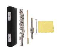 CHEOTIME Key of C Piccolo with PU Leather Box, Cleaning Cloth and Rod, Piccolo Instrument for Beginners Students C Piccolo Flute plated Piccolo (Silver)
