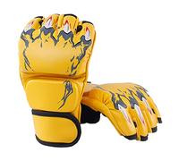 CHEOTIME Kickboxing Sparring Gloves, Half Finger Boxing Fight Gloves with Adjustable Wrist Band for Men Women MMA Sanda Sparring Punching Bag Training (Tiger Claw Style Yellow)