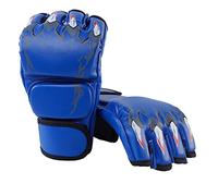 CHEOTIME Kickboxing Sparring Gloves, Half Finger Boxing Fight Gloves with Adjustable Wrist Band for Men Women MMA Sanda Sparring Punching Bag Training (Tiger Claw Style Blue)