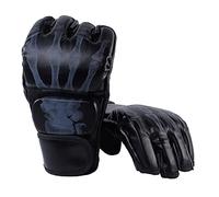 CHEOTIME Kickboxing Sparring Gloves, Half Finger Boxing Fight Gloves with Adjustable Wrist Band for Men Women MMA Sanda Sparring Punching Bag Training (Ghost Hand Style Black)