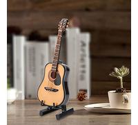CHEOTIME Miniature Guitar Model Decor, Miniature Wooden Guitar Model Display Mini Musical Ornaments Craft Ornaments Home Decor for Dollhouse Accessories Model (10CM)