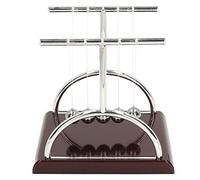 CHEOTIME Newtons Cradle Balance Balls, Desk Office Decorations with Brown Wooden Base Desk Balance Balls Fun Science Physics Gadget for Office/Bedroom/Living Room (Small Model 9x7.5x9.5cm/3.5x3x3.7in)