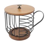 CHEOTIME Organizador de Portavasos Cesta de Almacenamiento de Hierro Resistente para Cápsulas de Café con Base de Contenedor de Cápsulas de Gran Capacidad Incluye Tapas para (Negro con tapa)