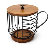 CHEOTIME Organizador de Portavasos Cestade Almacenamiento de Hierro Resistente para Cápsulas Café con Base deContenedor Cápsulas Gran Capacidad Incluye Tapas para (Negro con tapa)