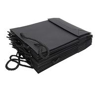 CHEOTIME Paper Gift Bags with Cotton Handles, 5.8 x 2.4 x 7.9in 10Pcs Black Gift Bags Bulk Medium Size Small Business Bags, Party Bags, Retail Kraft Shopping Bags Take Out Sacks