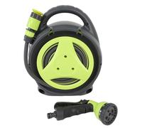 CHEOTIME Retractable Garden Hose Reel, ABS PVC Compact Water Hose Holder with Spray Nozzle 12m Garden Tool Storage and Organizer for Outdoor Watering and Cleaning