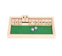 CHEOTIME Shut The Box Dice Game, Fun Table Math Game Portable Wooden Board Activity with 12 Numbers Classic Flip Tile Entertainment for Adults Family Travel Classroom Pub