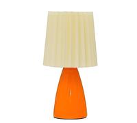 CHEOTIME Small Pleated Table Lamp for Bedroom, Ceramic Base Nightstand Lamp, White Pleated Lampshade, Space Saving Modern Bedside Lamp for Nursery Kids Room Living Room