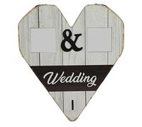 CHEOTIME Soporte de pared de maderamen en Forma de corazón con 2 Marcos de fotos y 1 gancho para parejas, decoración rústica personalizada para el hogar, Regalos de inauguración de la