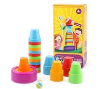 CHEOTIME Stacking Cups Baby Game Set, Educational Cup Stacking Set 12 Pc Stackable Cups with Number Rainbow Nesting Cups for Babies 6-12 Months Family Party Challenge Competition