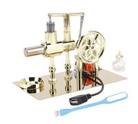 CHEOTIME Stirling Engine Model with LED Light, Zinc Alloy Hot Air Power Generator, Science Teaching Kit for Students, Desktop Demonstration Toy