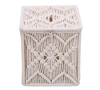 CHEOTIME Tissue Box Cover, Macrame Square Open Top Tissue Box Holder Boho Decor Tissue Organizer Bohemian Handmade Woven Tissue Cube Box for Bathroom Bedroom Dresser