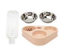 CHEOTIME Triple Dog Cat Bowls with Automatic Water Bottle, Stainless Steel and Plastic Raised Cat Bowls for Food, Pet Feeder for Wet Dry Food