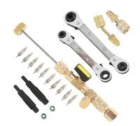 CHEOTIME Valve Remover Installer Tool Set, HVAC Valve Removal Tool with SAE 1/4in 5/16in Ports and Service Wrenches for R22 R410A AC Refrigeration