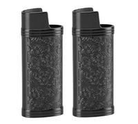 CHEOTIME Vintage Metal Lighter Case Cover Retro Floral Pattern Protective Sleeve for Clipper Compatible with J5 Lighter Zinc Alloy Gas Lighter Storage Holder for Outdoor Camping BBQ and Travel (Black)