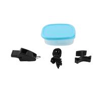 CHEOTIME Whistle with Lanyard and Finger Clip, Plastic Competition Referee Coaches Sports Whistle with Storage Box for Training Games Survival Emergency Loud Clear Sound (Black F)