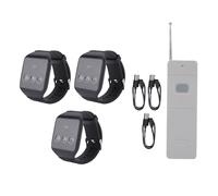 CHEOTIME Wireless Calling System, 98 Channels 3 Watch Receivers with Vibration Flash Buzzer Alert, IPX4 Rating for Restaurant Coffee Shop Home