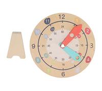 CHEOTIME Wooden Learnings Clock, 3 Layer Composite Wood Time Teaching Toy Interesting Educational Cute Style Teaching Toys Clock 15x15cm for Hand Eye Coordination