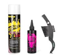 CHEPARK drivetrain kit - Complete set for cleaning and lubricating the bike drivetrain, including bicycle cleaner, chain oil and a brush tool - Maintenance kit for mountain, road and e-bikes (100P)