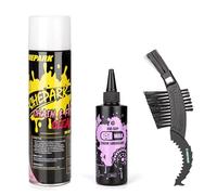 CHEPARK drivetrain kit - Complete set for cleaning and lubricating the bike drivetrain, including bicycle cleaner, chain oil and a brush tool - Maintenance kit for mountain, road and e-bikes (50P)