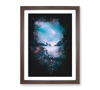 Chephren Lake In Canada Paint Splash Modern Framed Print | A3 Walnut Framed Wall Art | Ready to Hang | Modern Landscape Picture | Living Room Bedroom Lounge Office