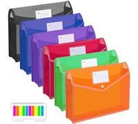 CHEPULA A4 Plastic Wallet Folders with Popper -Document Pockets with Button A4 Plastic Envelope Wallets Files A4 for School Office Home - Pack of 6