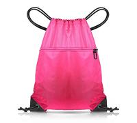 CHEPULA Drawstring Bags, Large Sports Backpack String Swim Drawstring Gym Bags for Women Men, Travel Beach Bag with Waterproof (Rose Red)