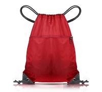 CHEPULA Drawstring Gym Bag, Large Sports Backpack String Swim Drawstring PE Bags for Women Men, Travel Beach Bag with Waterproof (Red)