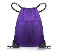 CHEPULA Drawstring Gym Bag, Large Sports Backpack String Swim Drawstring PE Bags for Women Men, Travel Beach School Bag with Waterproof (Purple)
