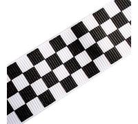 Chequered Flag Grosgrain Ribbon - Two-Tone Ska - 25mm Wide (Black, 3 metres)