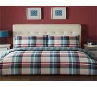 Chequered Teal and Pink Super King Quilt Duvet Cover & 2 Pillowcases Bedding Bed Set Checked