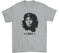 Cher Guevara Mens T Shirt Rebel Leader Famous Singer Cuba Mashup Size XL Grey