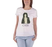 Cher T Shirt Leather Jacket Logo Official Womens Skinny Fit White M