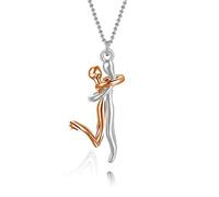 Chereda Affectionate Hug Necklaces for Women Men, Stainless Steel Hugging Pendant Necklace Hug Couple Necklace Love Hug Necklace Valentines Day Gift for Boyfriend Girlfriend Lovers, Silver#Rose