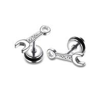 Chereda Creativity Punk Style Stainless Steel Small Key Tool Earrings For Men Boy Piercing Earrings Hip Hop Jewelry, Stainless Steel, Stainless Steel