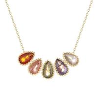 Chereda Gold Color Rainbow Heart Cz Paved Round Circle Diamond Floating Moving Beaded Chain Necklace Fashion Jewelry for Women (03)