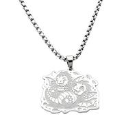 Chereda Healing Design Western Dragon Necklace Solid Stainless Steel Metal Necklace Luck & Courage Symbol Bag Charm for Men Women, One Size, Stainless Steel, No Gemstone