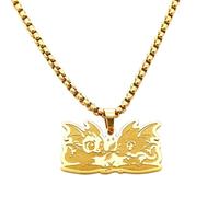 Chereda Healing Design Western Dragon Necklace Solid Stainless Steel Metal Necklace Luck & Courage Symbol Bag Charm for Men Women, One Size, Stainless Steel, No Gemstone